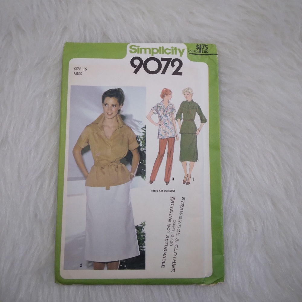 SIMPLICITY 9072 Size 16 Misses Top Or Tunic And Vented Skirts